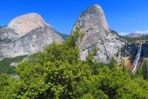 View of the backside of Half Dome on the left and Nevada falls on the right. Taken on the john Muir trail.