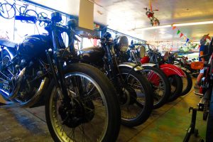 Some of Tim's family bikes. (Including the three Vincent bikes!)