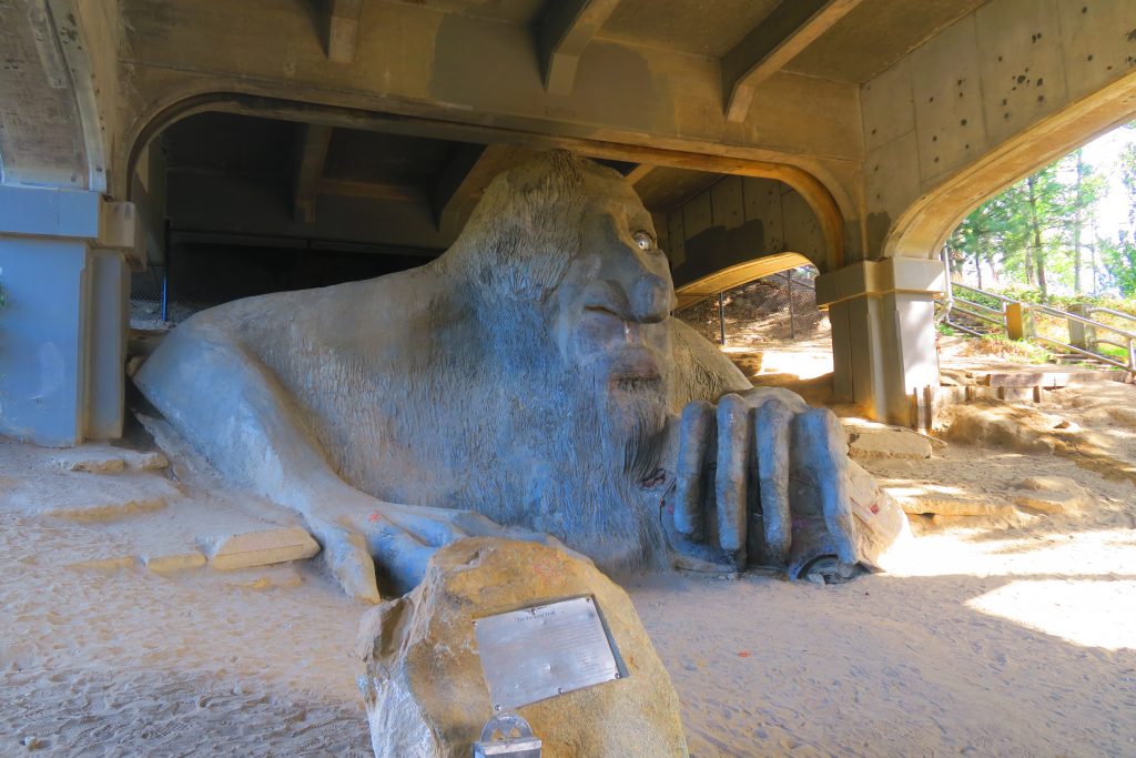 Fremont Bridge Troll on the Seattle day trip with my family.