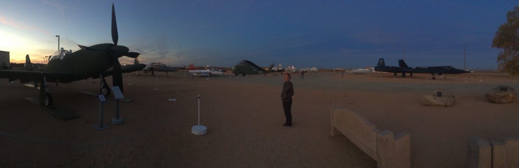 Watching sunset at the outside museum at NASA Armstrong Flight Research Center with Calin!