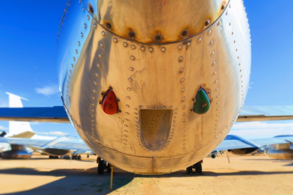 The back end of a B-29 Air to Air Refueling plane 