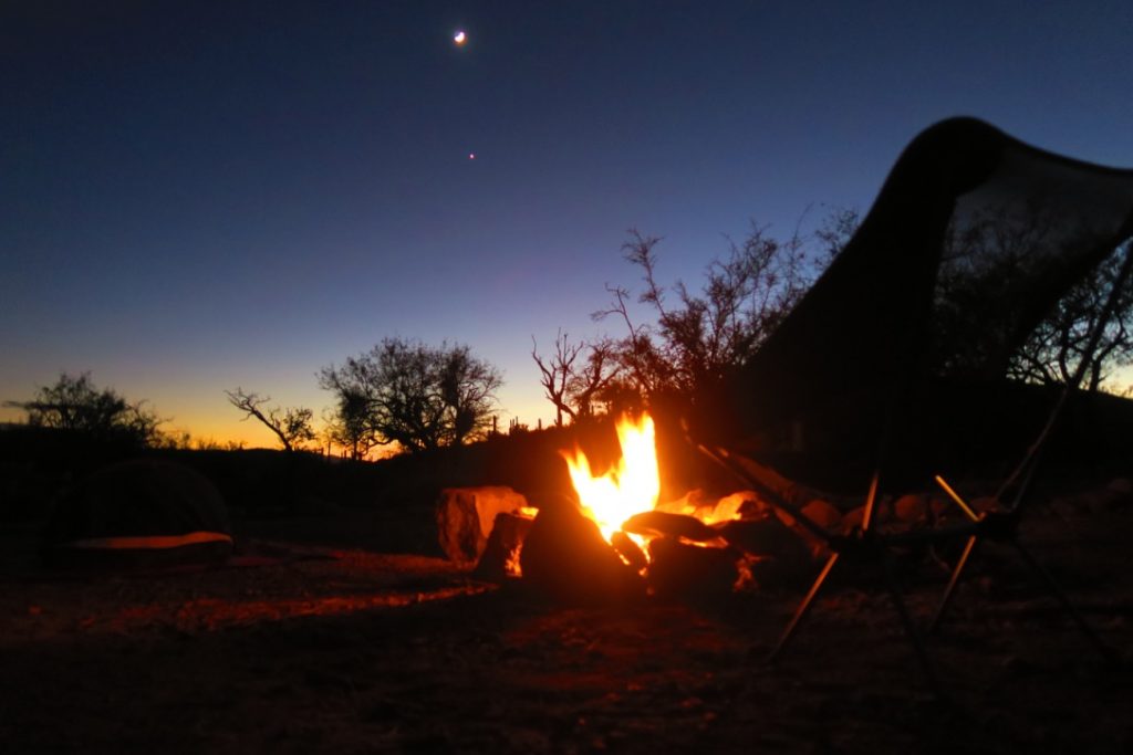 After a day full of fun at the air museum, I sat back and relaxed by the fire at the Colossal Cave Mountain Park camp site.