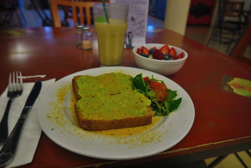 Breakfast at a GF cafe in a yoga club down the road from the hostel i'm staying at.